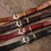 Genuine Leather Belt Women's Fashion Versatile Personality Pleated Retro First Layer Cowhide Jeans Belt Women's