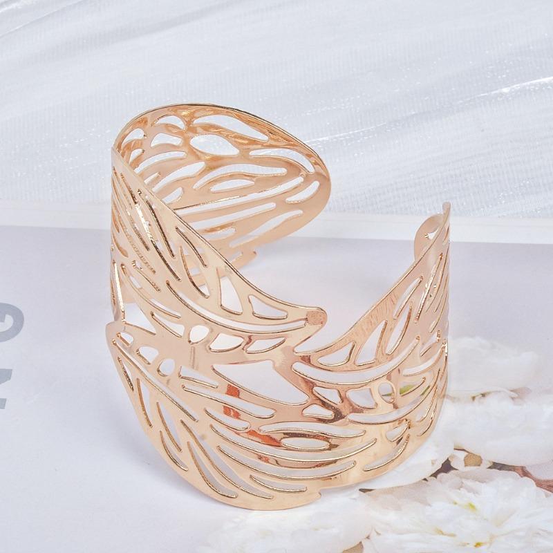 Meier French casualclassy open glossy bracelet niche styleretrocut out leaf bracelet золотой