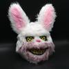 Skremmende Kaninmaske Plysj og Plast Cosplay Kaninhode Kostyme for Halloween Karneval Rosa og Hvit