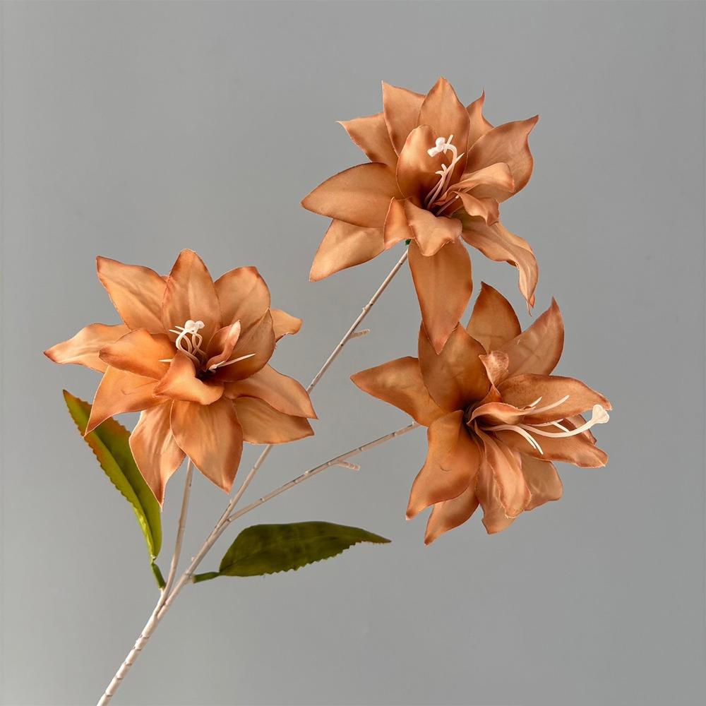 

Realistic Silk Flower Branch Green Plants Lilium Brownii Flower Party Decoration кофейный