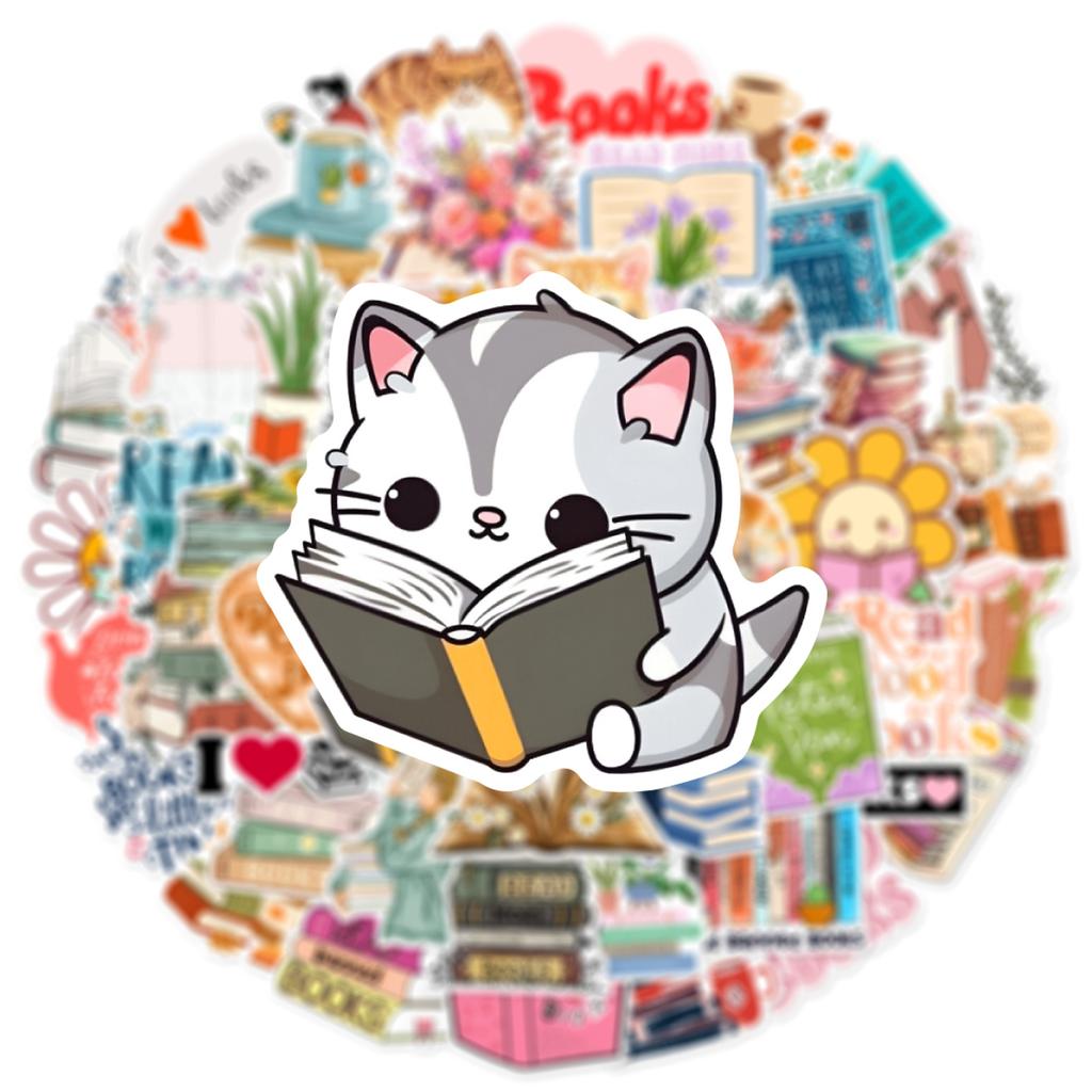 10/25/50pcs Books Graffiti Reading Stickers for DIY Scrapbook Stationery Suitcase Water Bottle Phone Laptop Guitar Toy