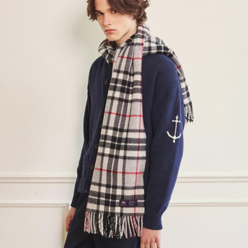 ABRAHAM MOON Merino Wool Shawl Muffler 50cm - Gray Thompson