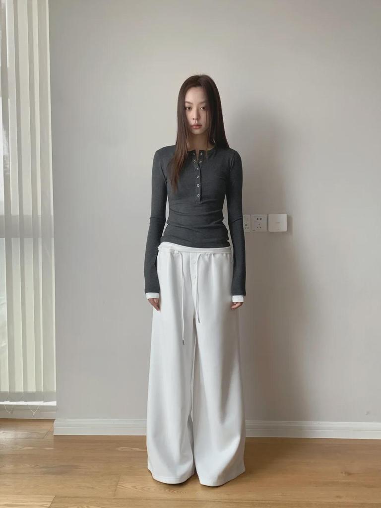 Dorothy Women's Korean Retro Wide-Leg Sweatpants with Elastic Waist and Drawstring