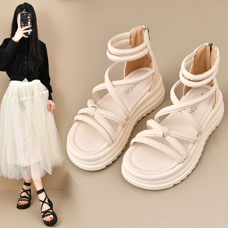 2025 Summer New Women's Sandals Increased Inner Heel Wedge Sunglasses Thick Base Lightweight Anti-slip Fairy Student