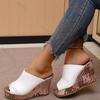 Women Wedges High Heels Slippers Fashion Summer Platform Sandals Color Blocking Outside Wear Gladiator Women's Slides Shoes