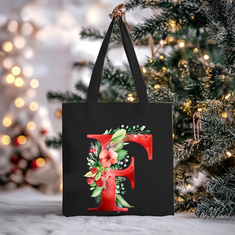 Christmas letter flower print niche trend tote bag shoulder bag