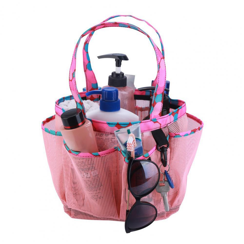 8Pocket Mesh Toiletry Bag Hanging Waterproof Bathroom Shower Bag Beach College Dorm Hanging Shower Organizer Portable Travel Bag