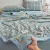 Plaid Print Washable Cotton Summer Cooling Quilt Lightweight Breathable Machine Washable for Student Dorms Single Double Beds Air Conditioner Rooms