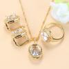 10-Colors Zircon Big Jewelry Sets Necklace And Clip Earrings Bridal Sets For Women African  Gold Plated Wedding Accessories