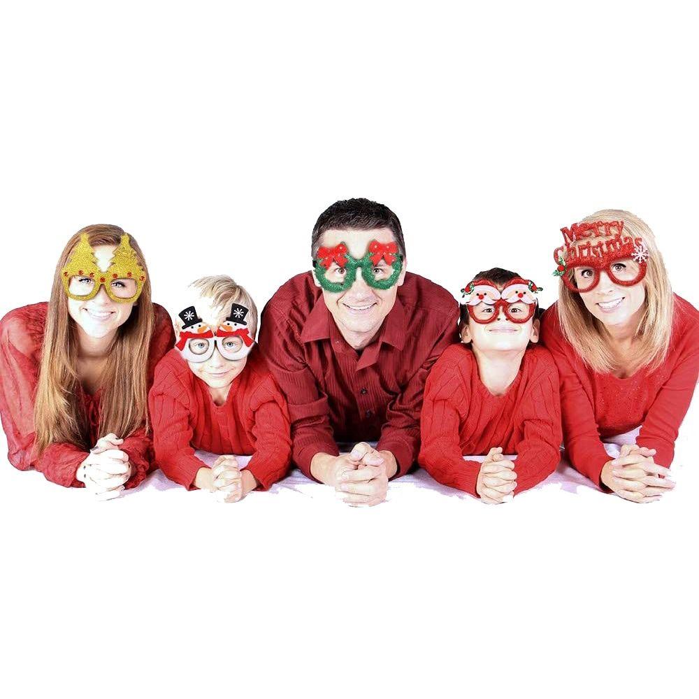 Plastic Merry Christmas Glasses Decorative Deer Horn Glasses Santa Snowman Glasses  Christmas