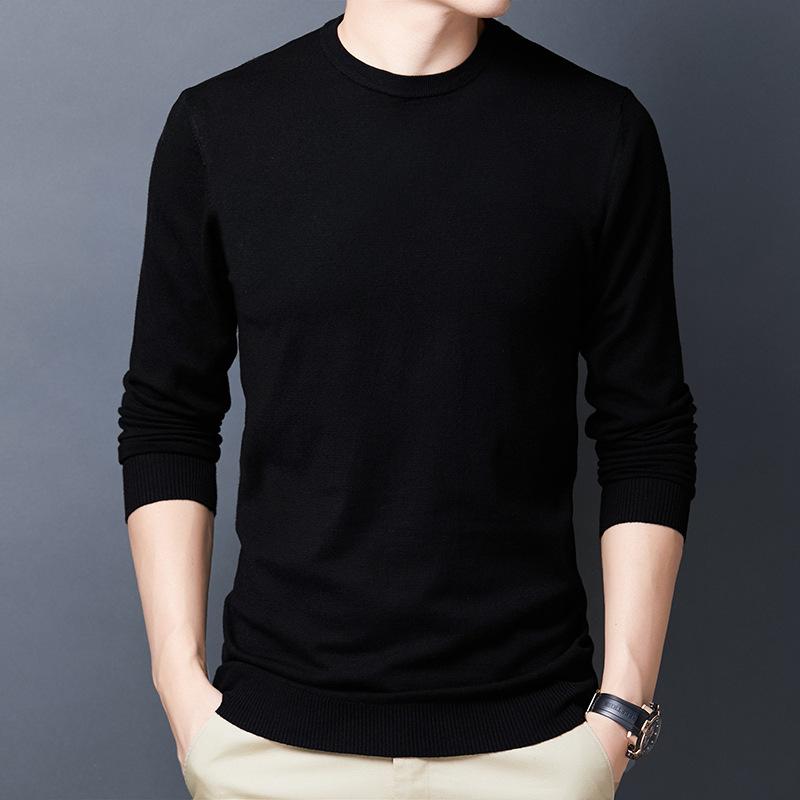 Dünner Pullover mittleren Alters Herren Rundhals Langarm-T-Shirt Pullover Trendy Frühling und Herbst Jugendpullover Herren Wollpullover