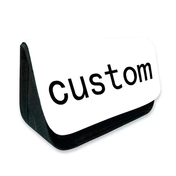 Custom Triangle Student Pencil Case with Double Flap Made of Durable Polyester and PVC Material for Students