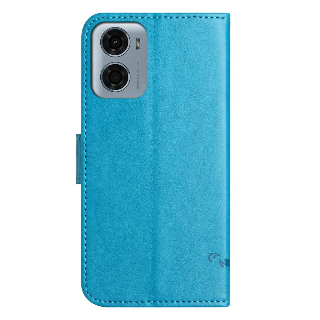 For Motorola Moto G06 4G Case Wallet Stand Imprinted Butterfly Flower PU Leather Phone Cover