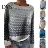 Women Jumper Winter Knitted Crew Neck Long Sleeve Color Comfortable Block Loose Fit Sweater Breathable Warm Pullover Knitwear