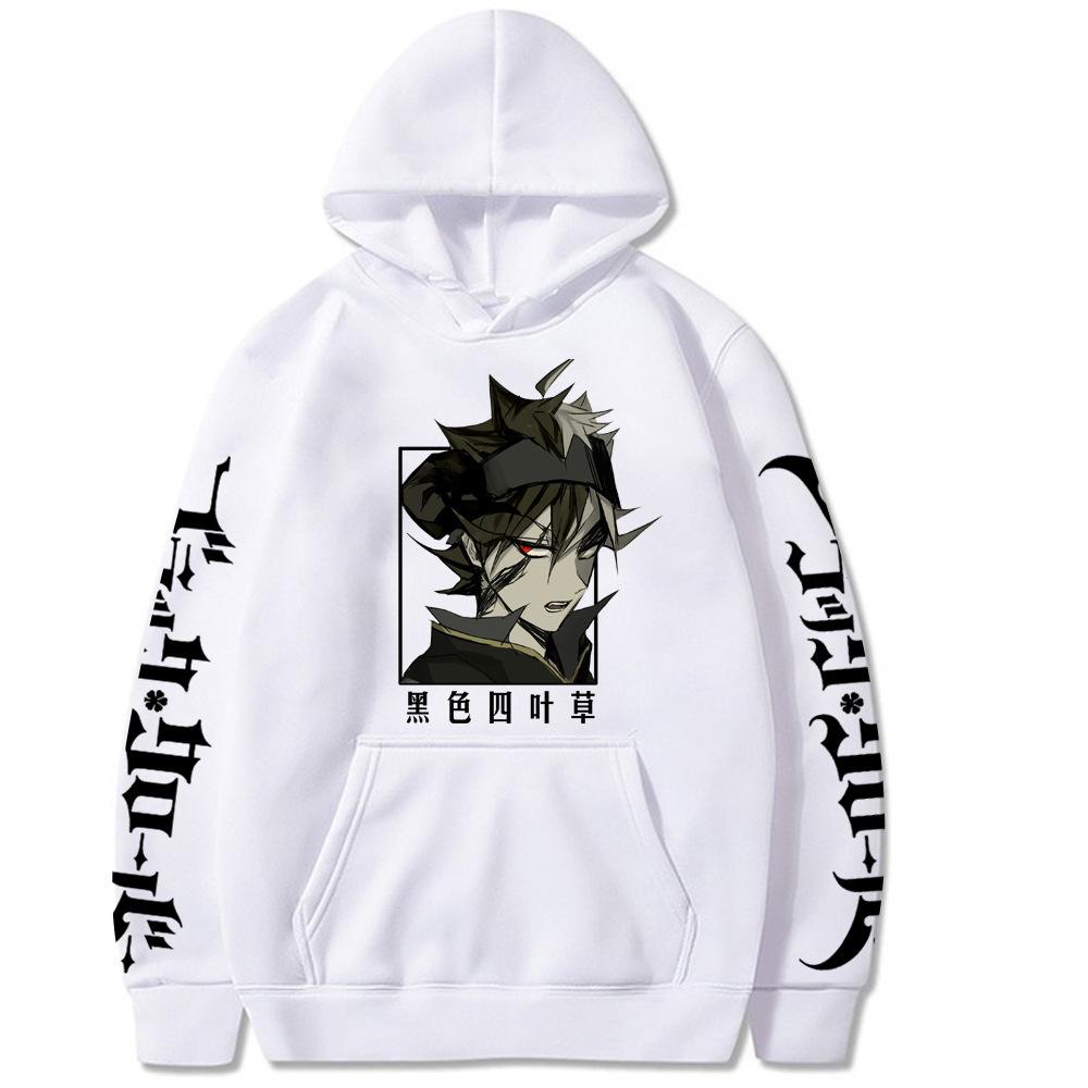 Burakku Asuta Black Clover Printed Graphic Hoodies Vintage Oversized Hooded Long Sleeves Hoodie Men Women Clothes