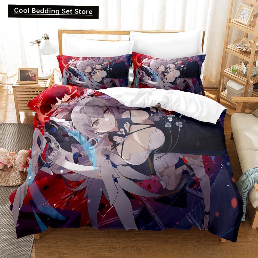 Spel Honkai Impact 3 Sängkläder Set Enkelsäng Tvilling Full Queen King Size Sängset Vuxen Barn Sovrum Påslakanset Anime Lakan Set
