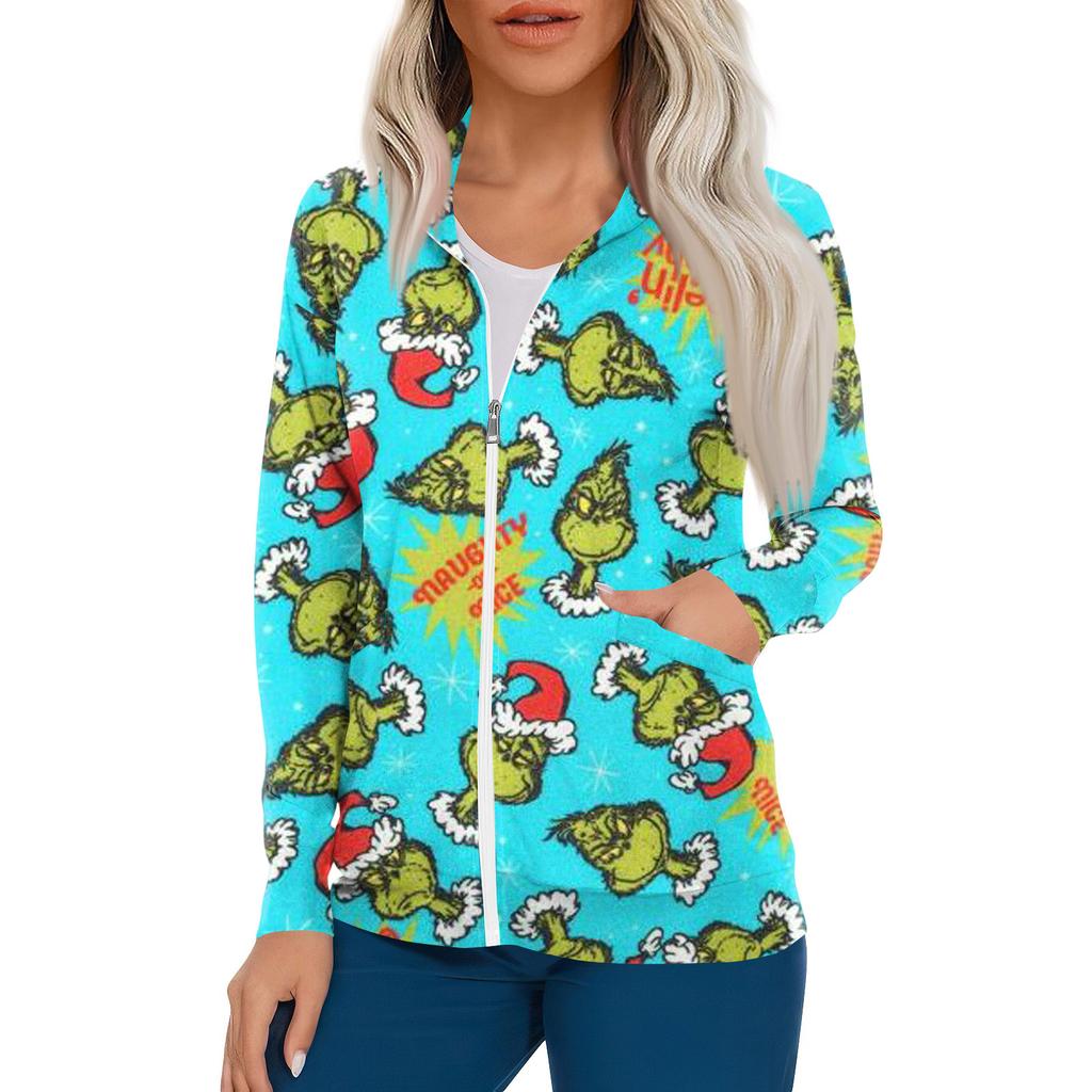 Women Long Sleeve Pattern Pocket Working Stand-up Collar Single-breasted Protective Overalls Cardigan Jacket Top