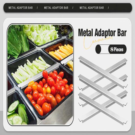 8 Peças 12,6 Polegadas Barra Adaptadora de Aço Inoxidável Divisória Longa Metal Divisória de Alimentos Peças Universais de Haste Adaptadora Sobressalente para Cozinha de Restaurante