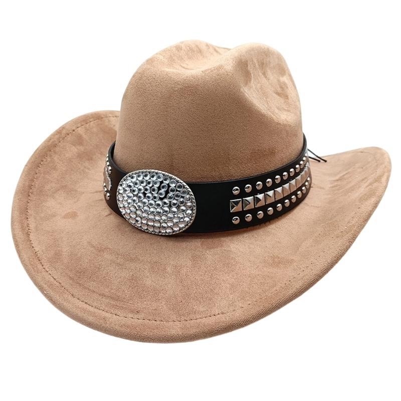Sueded Cowboy Cap with Wide Brims for Women Men Enhancing Durability Comfort Wear for Music Festival Party Essential
