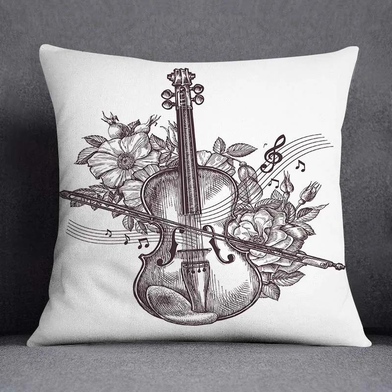 Taie D'oreiller Carrée Avec Motif De Note De Musique JESeries, Housse De Coussin De Bureau, Décoration De La Maison