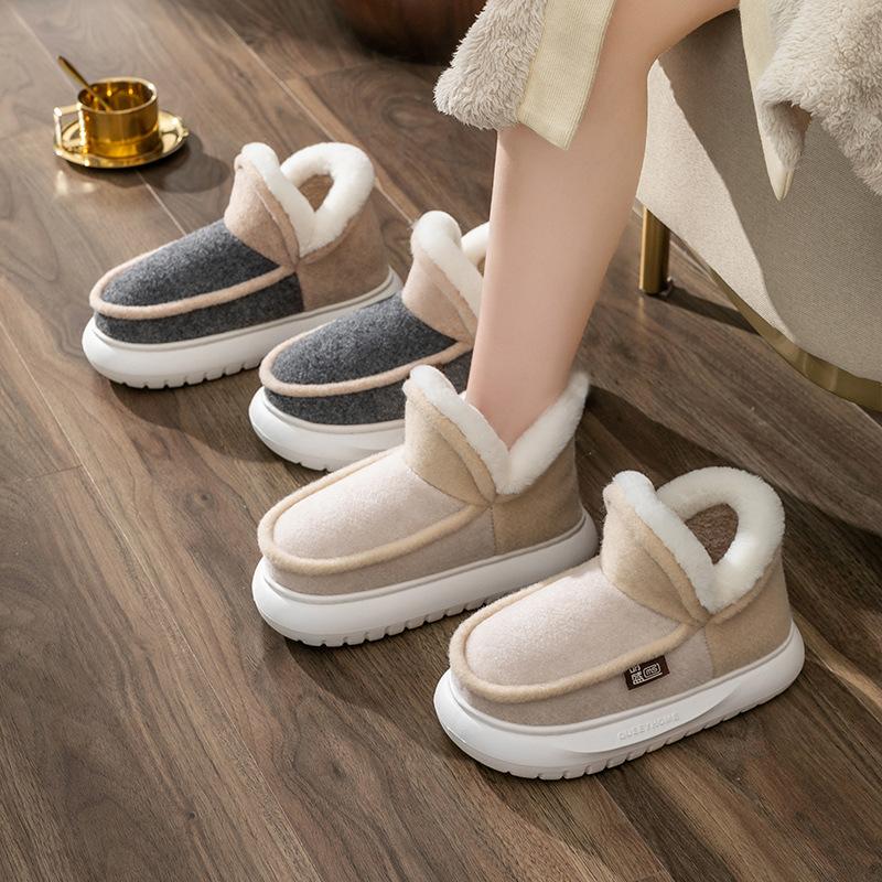 Bag Heel Cotton Slippers Winter Warm Thick-soled Indoor Home Couple Piled Thickened Autumn and Winter Cotton Shoes