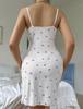 Blue Heart Print Camisole Nightgown with Lace Trim - Sexy Women's Pajamas