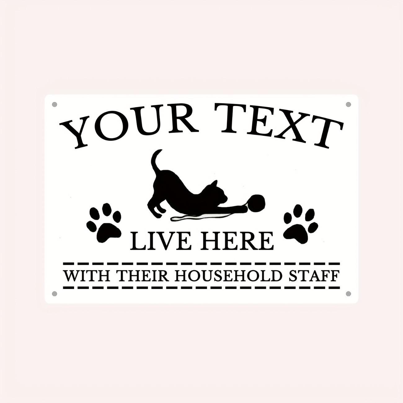 

1pc Custom Cat Metal Sign Personalized Text Paw Print Wall Decor Decorative Plaque білий