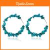 Boucles d'oreilles Bohèmes en Perles de Grès Forme C avec Finition Métallique pour la Mode d'Été