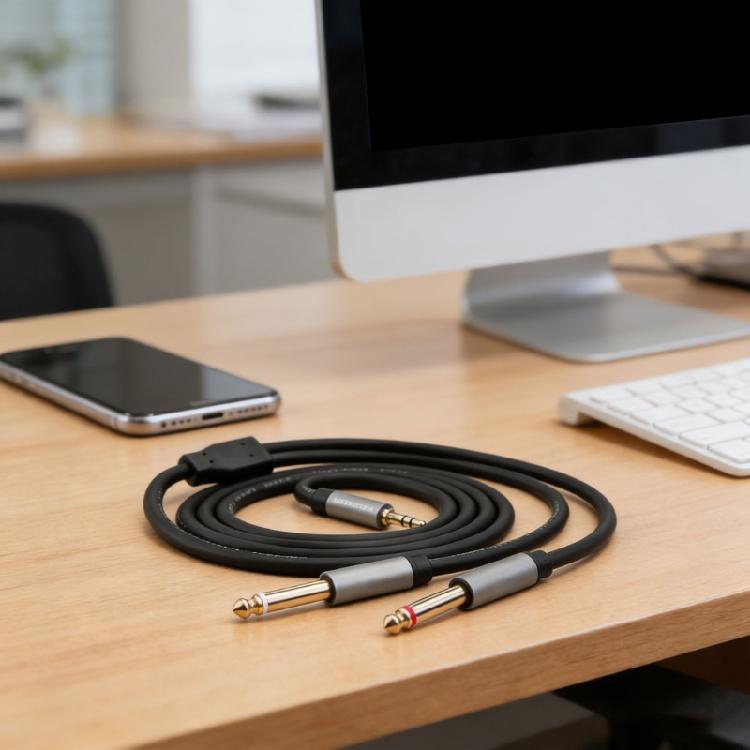 Universally 3.5mm Male To 6.35mm Male Stereo Cable Compatible for Speakers And Mixers Recording Studios Equipment