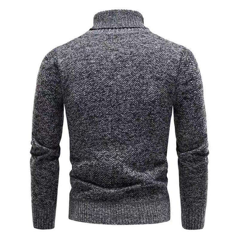 Autumn and Winter High Collar Velvet Thick Sweater Pullover Bottoming Shirt Men's Solid Color Top