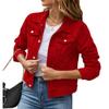 European and American sources of fashion slim-fitting lapel denim jacket solid color versatile