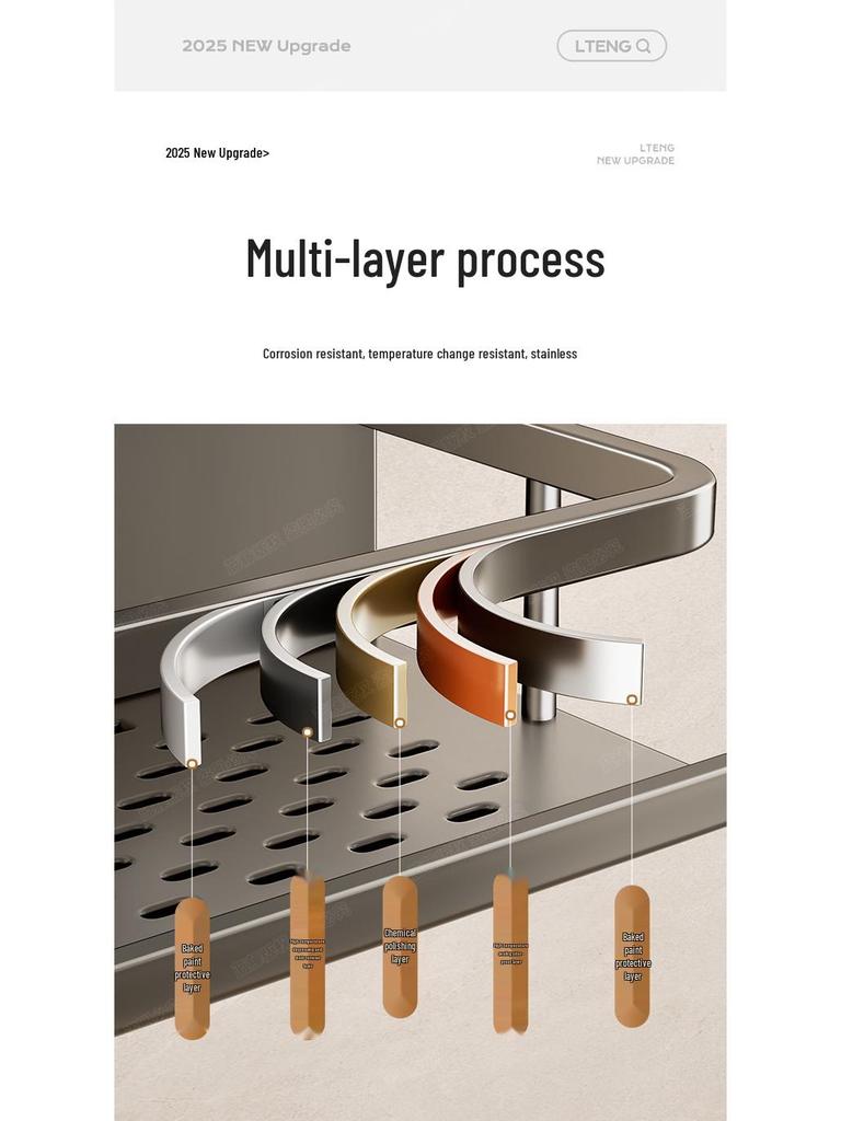 Wall-Mounted Aluminum Suction Cup Towel Rack & Bathroom Storage Shelf