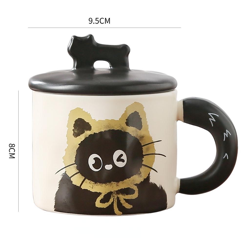 Couple Ceramic Water Cup Creative Personality Cat Mug with Lid Cute Ceramic Coffee Cup Drinking Water Cup Souvenir