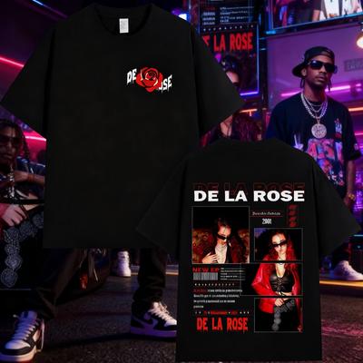 2025 Summer De La Rose Album Trendy Double Sided Print Tshirt Mens High Quality Oversized 100 Pure Cotton Printed Tshirt Y2k