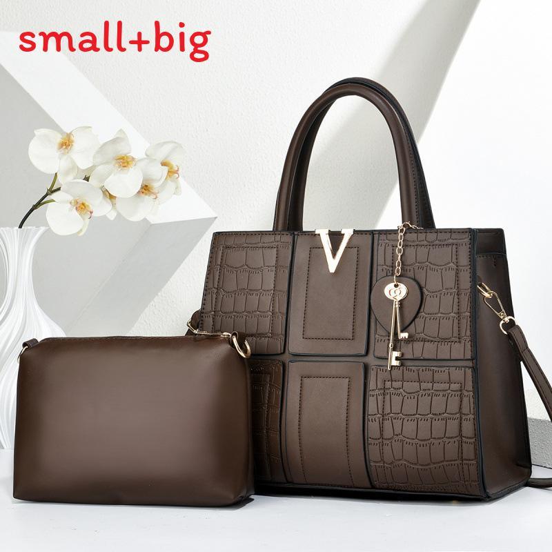 Pu Crocodile Textured Shoulder Bag With Splicing Design For Daily Use Women