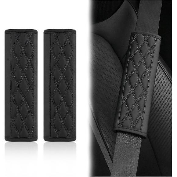 2PCS Car Seat Belt Cover Pads,Leather Seatbelt Covers Protect Shoulder And Neck Car Accessories Interior,Universal Car Seat Strap Pads Car
