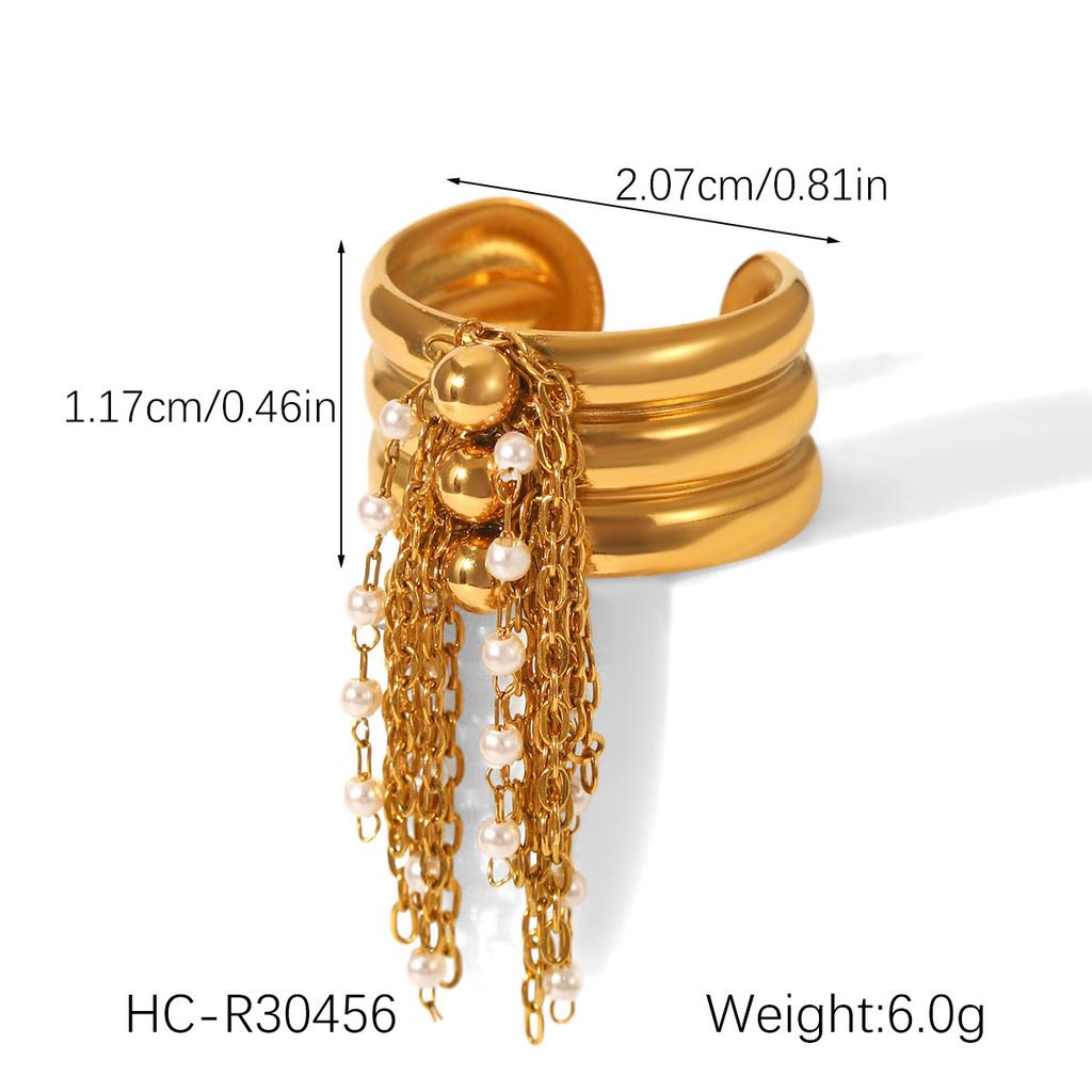 Euro-American style stainless steel star cross zircon ring for women, niche design open ring, titanium steel tassel hand jewelry