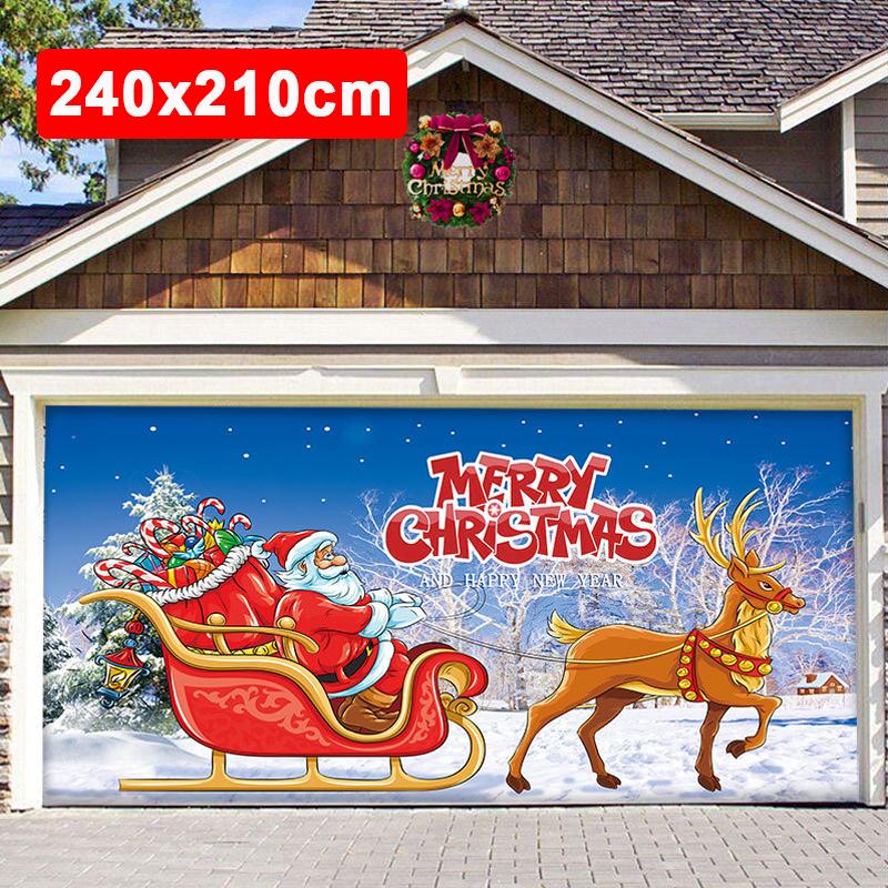 1PC Christmas Garage Door Banner Decorated Garage Door Screen 240x210cm