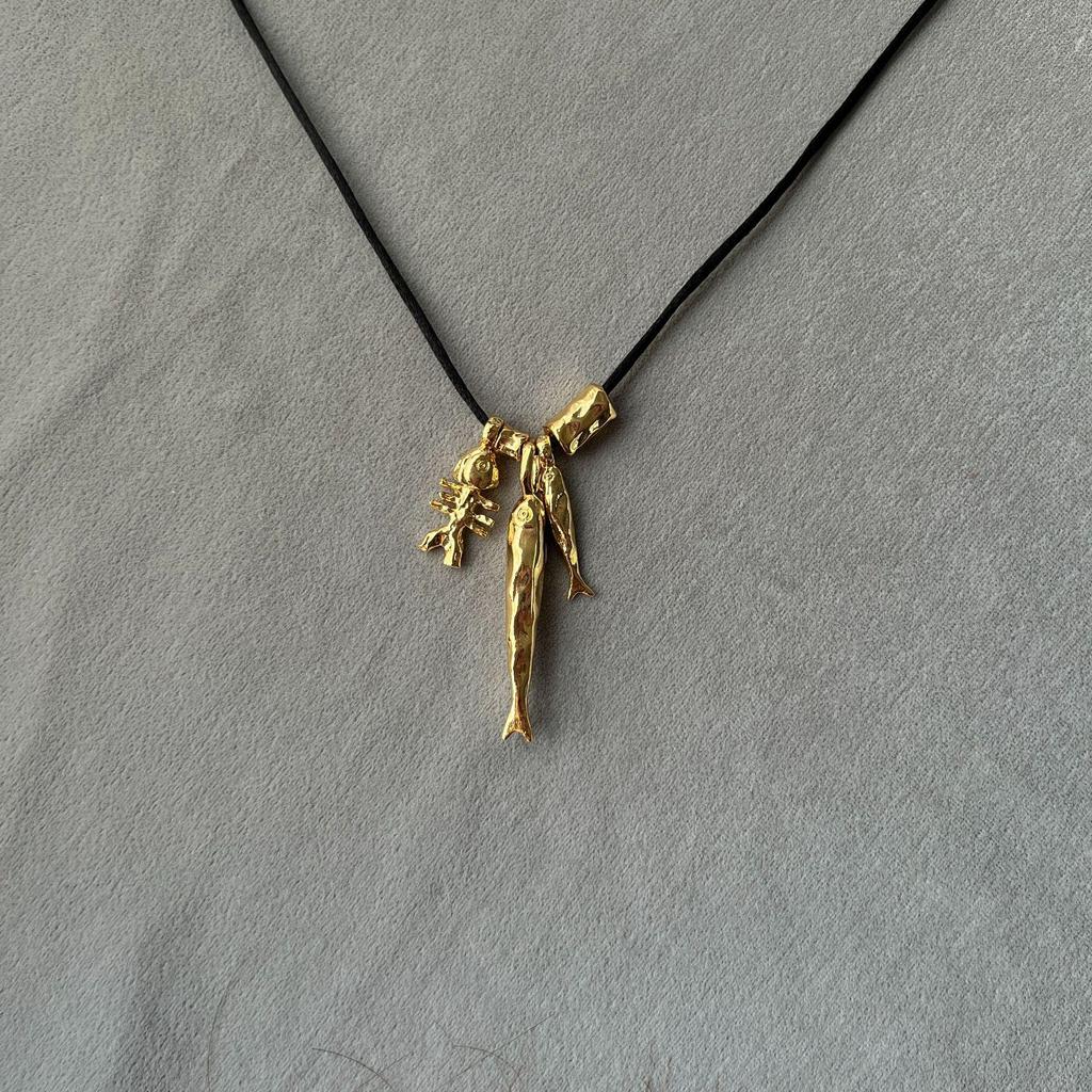 ALs Fischgräten-Anhänger-Halskette - Verstellbare Pulloverkette, Vielseitig, Modisches Meereslebewesen-Design