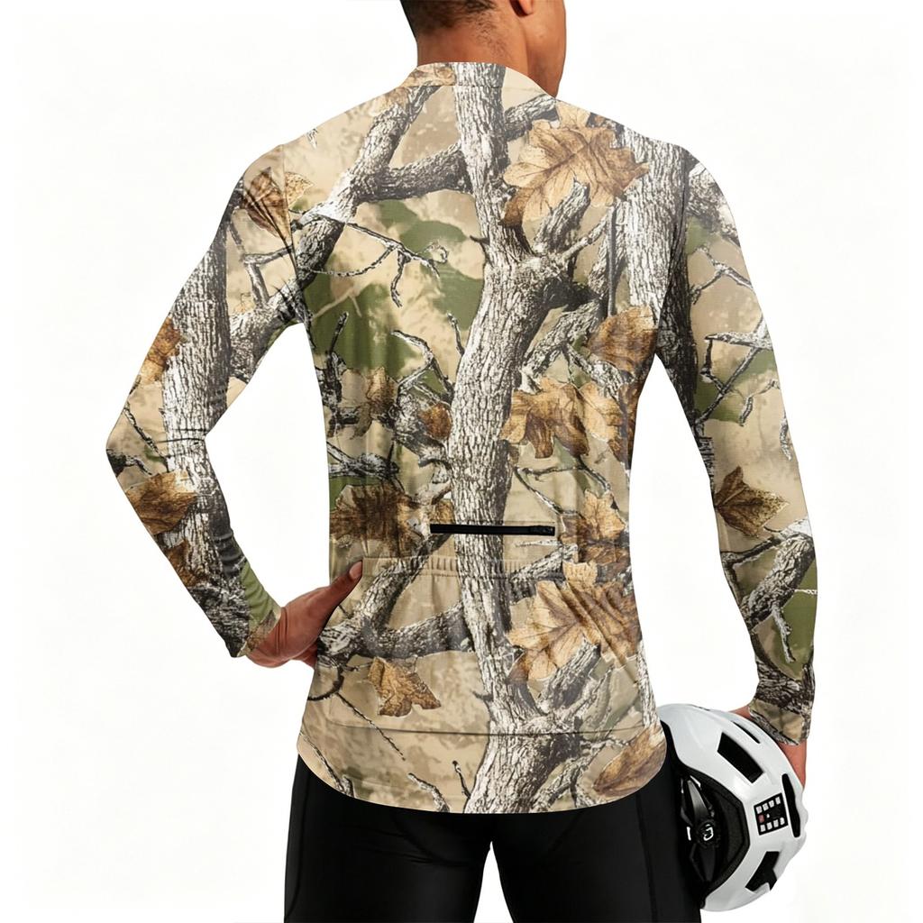 Men's Long Sleeve Cycling Jersey Breathable Quick Dry Half Zip Pullover Lightweight Athletic Top for Outdoor Sports