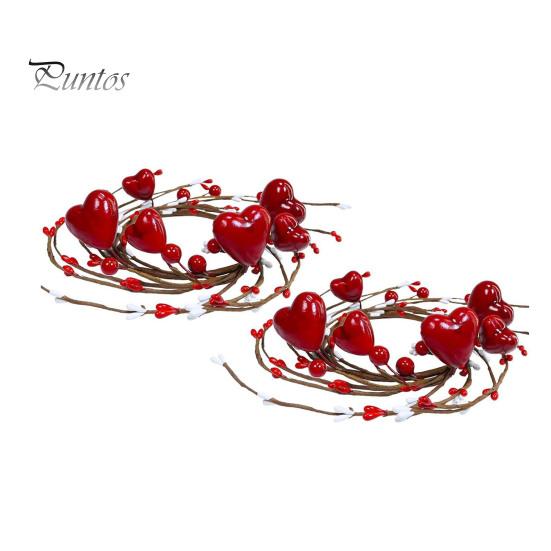 

1 шт/2 шт красные кольца для свечей в форме сердца венки искусственные ягоды подсвечник мини-венок на День святого Валентина домашний кухонный стол центральный элемент 2pcs