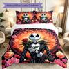 Halloween Jack Sally Skull Duvet Cover Set - Without Core & Quilt, Lightweight Machine Washable, Anime Style Gaming Bed Set