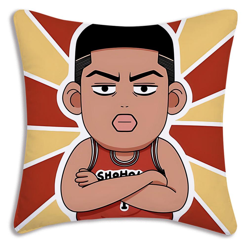 Pillow Covers Hot Anime S-Slams Dunk Cartoon Sofa Decorative Home Double-Sided Printing Short Plush Cute Cushion Cover