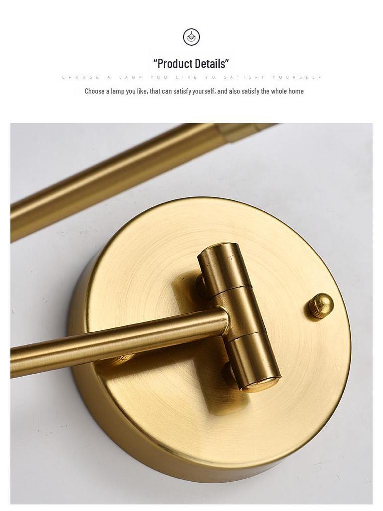 Rocker Telescopic Black Wall Lamp: Folding, Rotating Long Pole for Luxury Study & Bedroom.