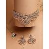 Traditional Stylish  with Beaded Studded Choker Necklace with Dangle Earring Jewellery Set for Women & Girls