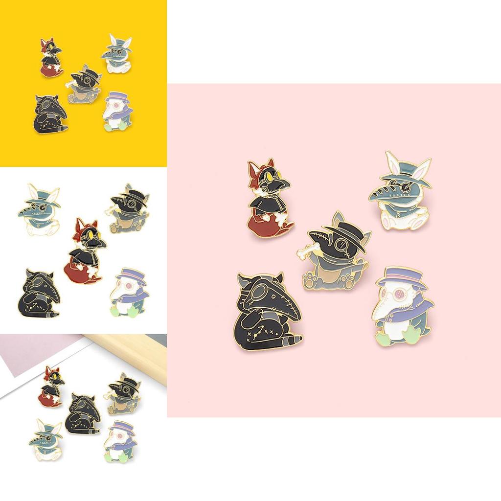 Unique Animal Shaped Cartoon Doctor Bird Beak Mask Enamel Alloy Brooch Pin For Stylish Accessories