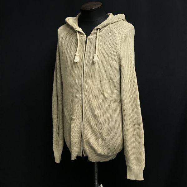 ARMANI JEANS Cotton Knit Hoodie Japan Agent Men’s M USA-S Beige Hoodie Jacket(USED)