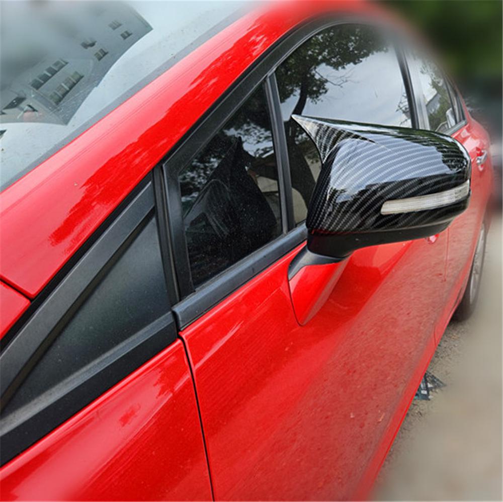 Carbon Fiber Ox Horn Rear View Mirror Cover Cap Trim For Honda Civic 2012-2015