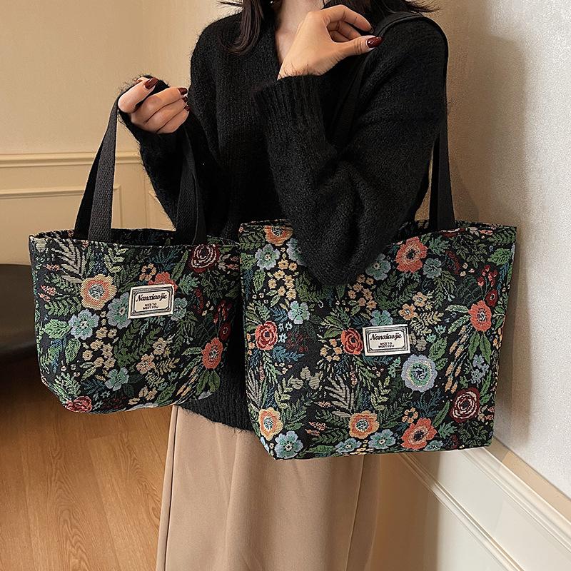 Borsa Floreale di Grande Capacità per Donne Nuova Borsa a Tracolla Trendy e alla Moda per Donne Ins Nicchia Versatile Borsa a Mano Monospalla