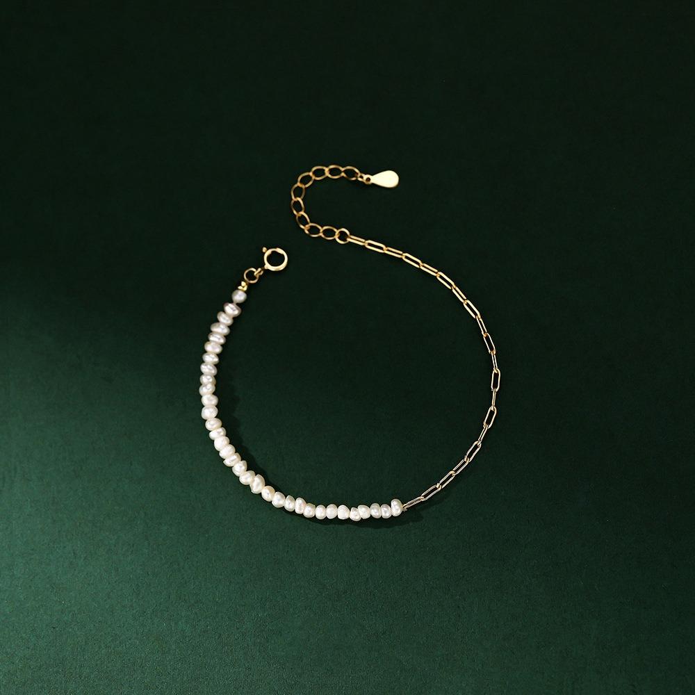 Baroque Natural Freshwater Pearl Beaded Bracelet Women's High-end Sense Light Luxury Niche Design Sense Versatile Jewelry